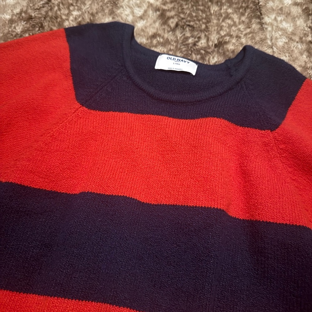 Old Navy Red and Navy Striped Sweater - Picture 4 of 5